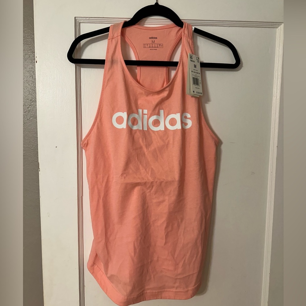 Adidas Pink Sleeveless Tank Top with Gray Logo